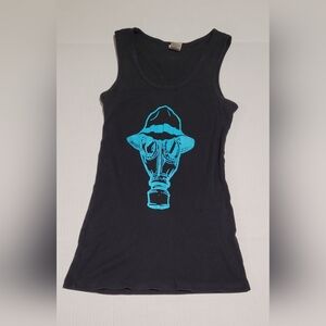 The Psycho Realm Black & Teal Gas Mask Tank Top ~ LARGE